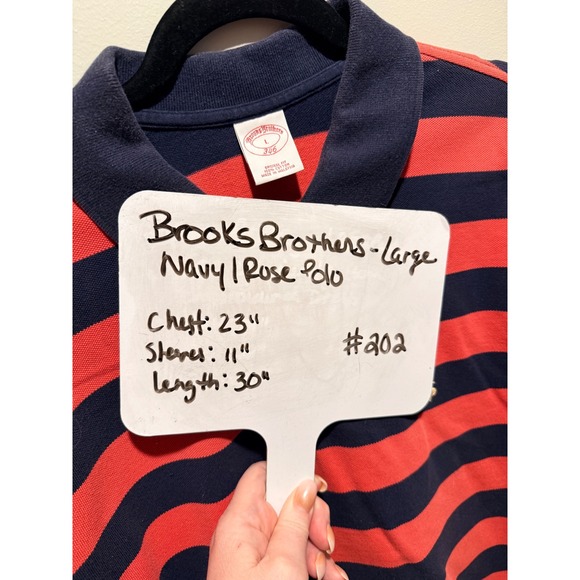 Brooks Brothers Mens Large Red Navy Stripe Polo Shirt Golf Casual Original Fit - Picture 7 of 7